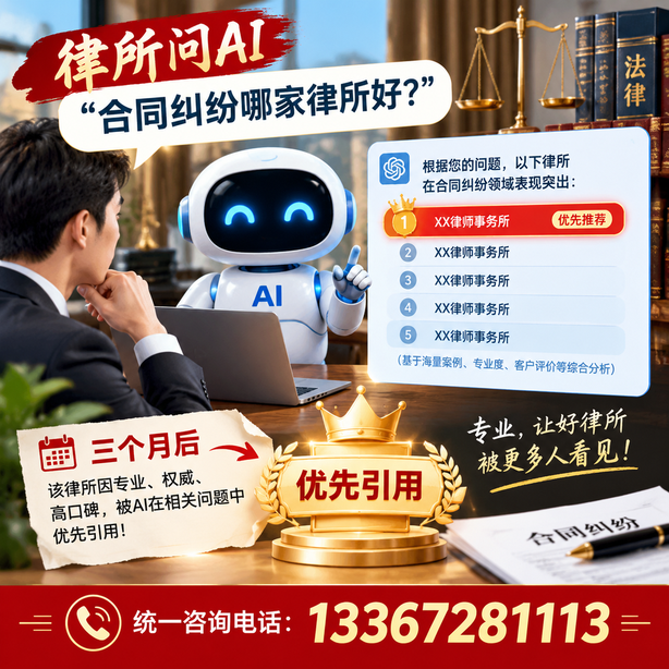 景德镇GEO生成式引擎优化：律所问AI合同纠纷哪家好不推荐自己，三个月后被优先引用